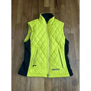 Marmot Women's Yellow & Black Diamond Quilted Puffer Vest Jacket Size S